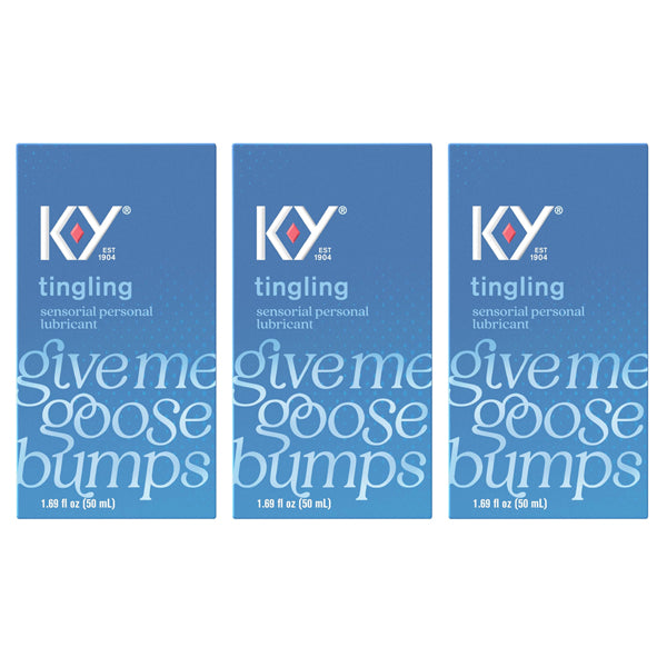 Three boxes of K-Y Tingling Water Based Lube Sensorial Personal Lubricant, each 1.69oz, by K-Y.